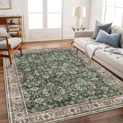 CHAMPLANT 6'x9' Washable Vintage Area Rug Boho Chic Medallion Distressed Design Non-Shedding Easy Care Ideal for High Traffic Areas in Living Room Bedroom Kitchen Office Large Carpet