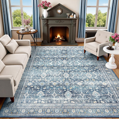 8x10 Area Rugs for Living Room Green Washable Non-Slip Large Carpet