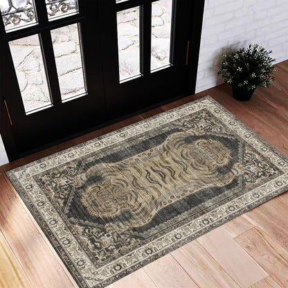 CHAMPLANT 6'x9' Washable Vintage Area Rug Boho Chic Medallion Distressed Design Non-Shedding Easy Care Ideal for High Traffic Areas in Living Room Bedroom Kitchen Office Large Carpet