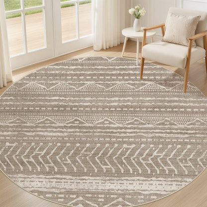 Nakagishi Boho 5x7 Area Rug Living Room Rugs Machine Washable Beige/Brown