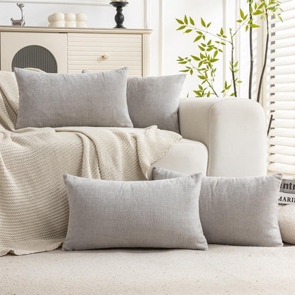Set of 4 Soft Textured Throw Pillow Covers 18x18 Inch Cozy Decorative Farmhouse Cushion Cover Square Accent Pillow Cases for Bed Couch Sofa Living Room, Beige Taupe Brown