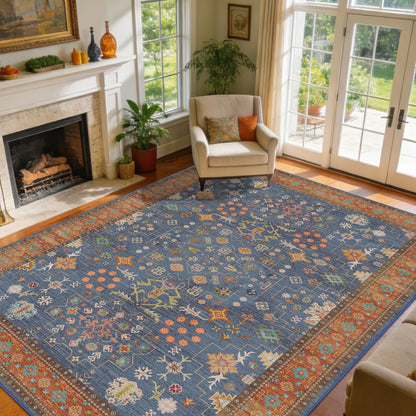8x10 Washable Area Rugs for Living Room (Charcoal Blush Ivory)