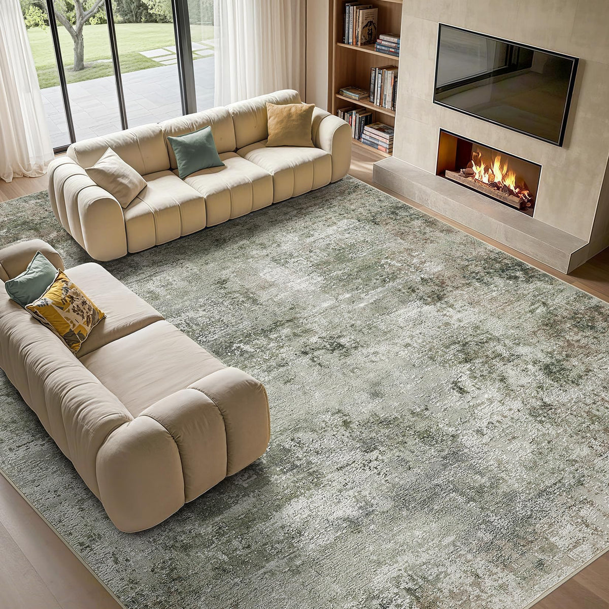 Tortania Area Rug Living Room Rugs - 5x7 Washable Large Soft Neutral Boho Moroccan Bohemian Farmhouse Rug Indoor Floor Carpet for Bedroom Under Dining Table Home Office Decor - Cream Brown