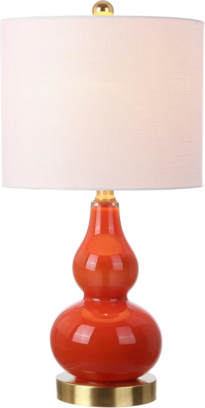 JONATHAN Y Anya Gourd Glass Table Lamp 20.5", Sunset Orange