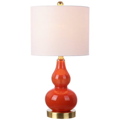 JONATHAN Y Anya Gourd Glass Table Lamp 20.5", Sunset Orange