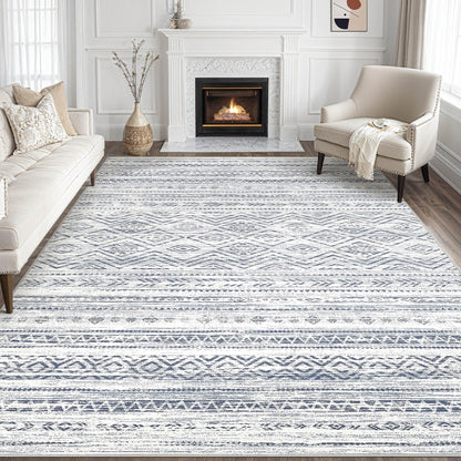 Tortania Area Rug Living Room Rugs - 5x7 Washable Large Soft Neutral Boho Moroccan Bohemian Farmhouse Rug Indoor Floor Carpet for Bedroom Under Dining Table Home Office Decor - Cream Brown