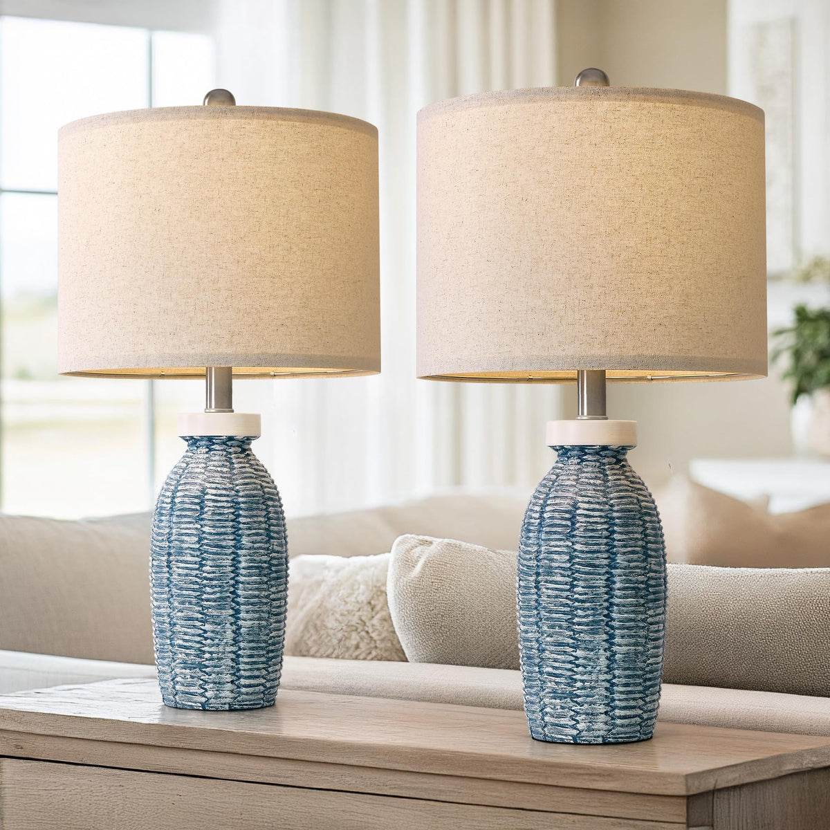 G-SAFAVA Table Lamps Set of 2 for Living Room Bedroom, 22.75" Bedside Lamps