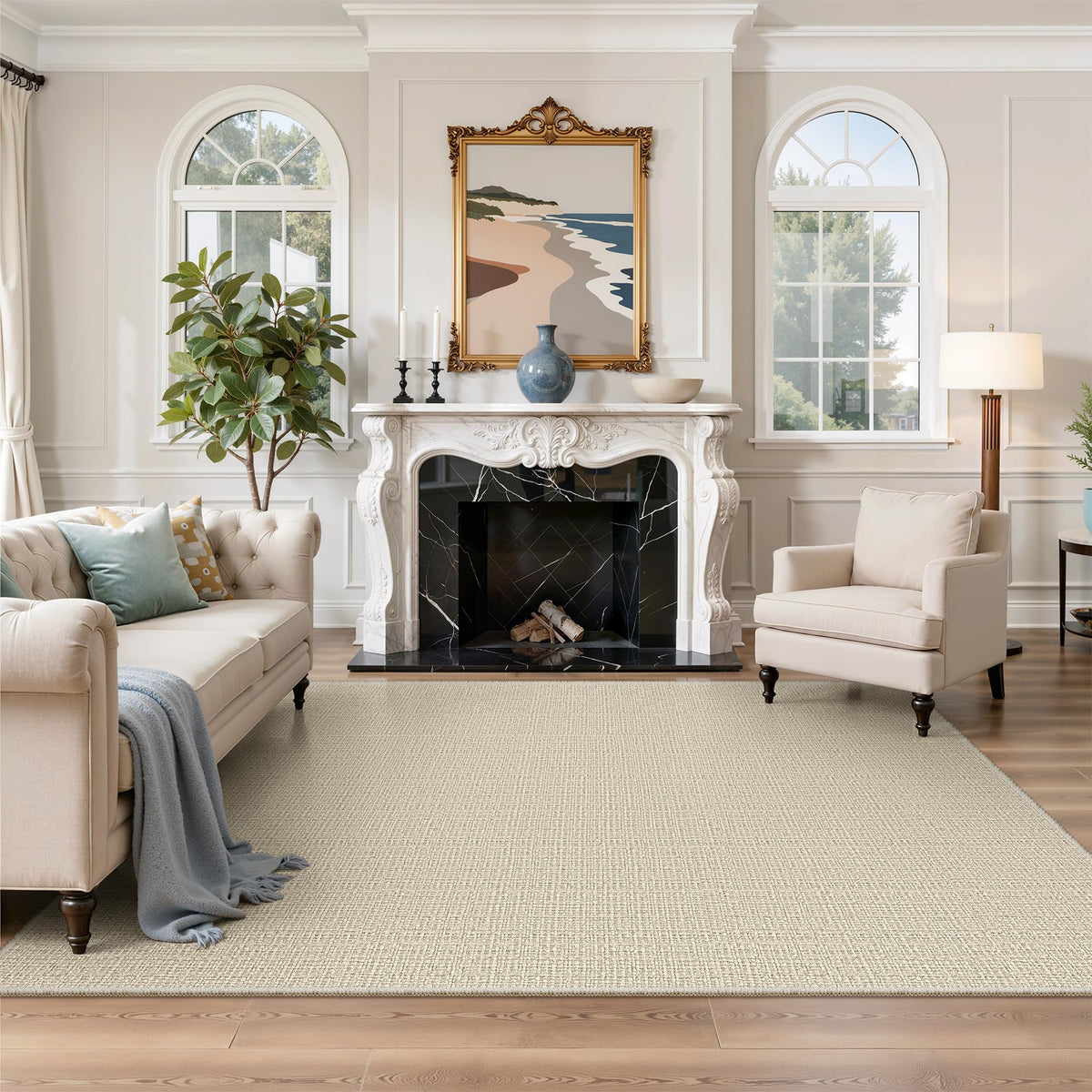 Valenrug Washable Rugs 5x7, Non Slip Large Area Rugs for Living Room, Beige