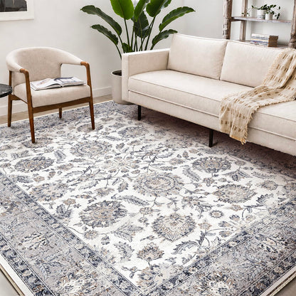 CHAMPLANT 6'x9' Washable Vintage Area Rug Boho Chic Medallion Distressed Design Non-Shedding Easy Care Ideal for High Traffic Areas in Living Room Bedroom Kitchen Office Large Carpet