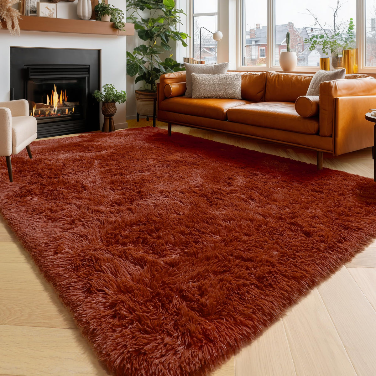 Amdrebio Grass Green Fluffy Area Rug 4x6 for Bedroom Classroom Living Room