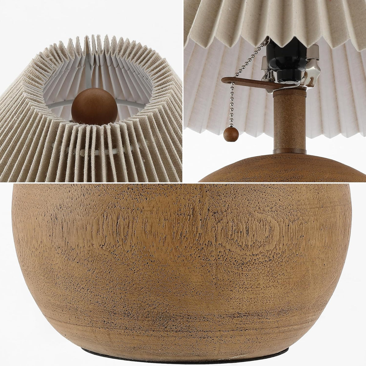 JONATHAN Y Aksel Sphere Table Lamp Coastal 17.25", Brown Wood Finish