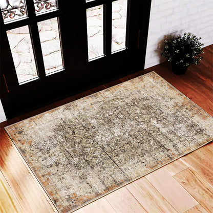 CHAMPLANT 6'x9' Washable Vintage Area Rug Boho Chic Medallion Distressed Design Non-Shedding Easy Care Ideal for High Traffic Areas in Living Room Bedroom Kitchen Office Large Carpet