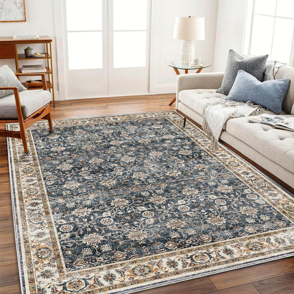 CHAMPLANT 6'x9' Washable Vintage Area Rug Boho Chic Medallion Distressed Design Non-Shedding Easy Care Ideal for High Traffic Areas in Living Room Bedroom Kitchen Office Large Carpet
