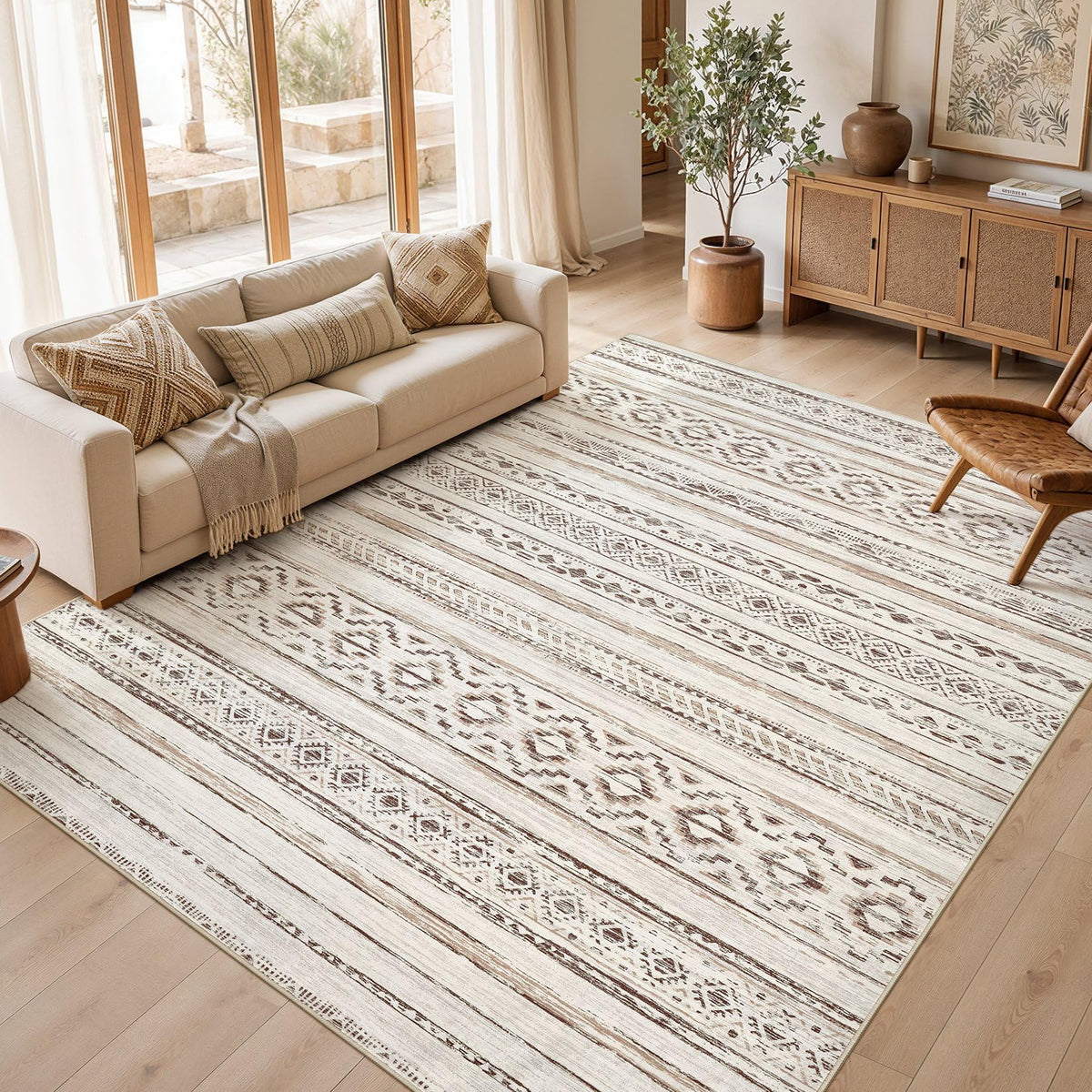 cotiled Boho 5x7 Area Rugs for Living Room: Soft Moroccan Washable Rug