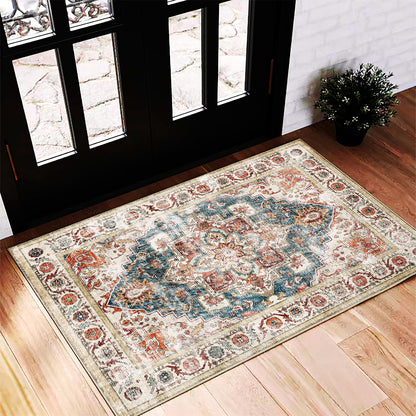CHAMPLANT 6'x9' Washable Vintage Area Rug Boho Chic Medallion Distressed Design Non-Shedding Easy Care Ideal for High Traffic Areas in Living Room Bedroom Kitchen Office Large Carpet