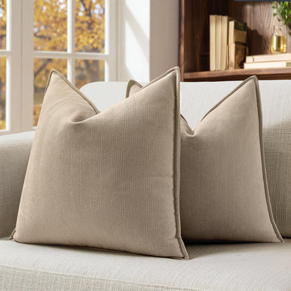 MIULEE Pack of 2 Sage Green Decorative Chenille Pillow Covers 20x20 Inch
