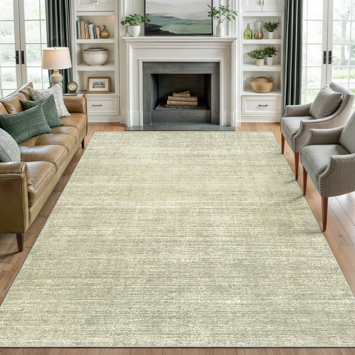 Valenrug Washable Rugs 5x7, Non Slip Large Area Rugs for Living Room, Beige