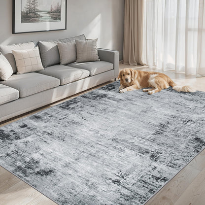 PLHXFR 6x9 Area Rug Living Room: Abstract Washable Carpet Brown Black