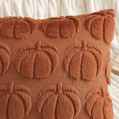 decorUhome Light Rust Pumpkin Faux Fur Throw Pillow Covers 18x18 Set of 2