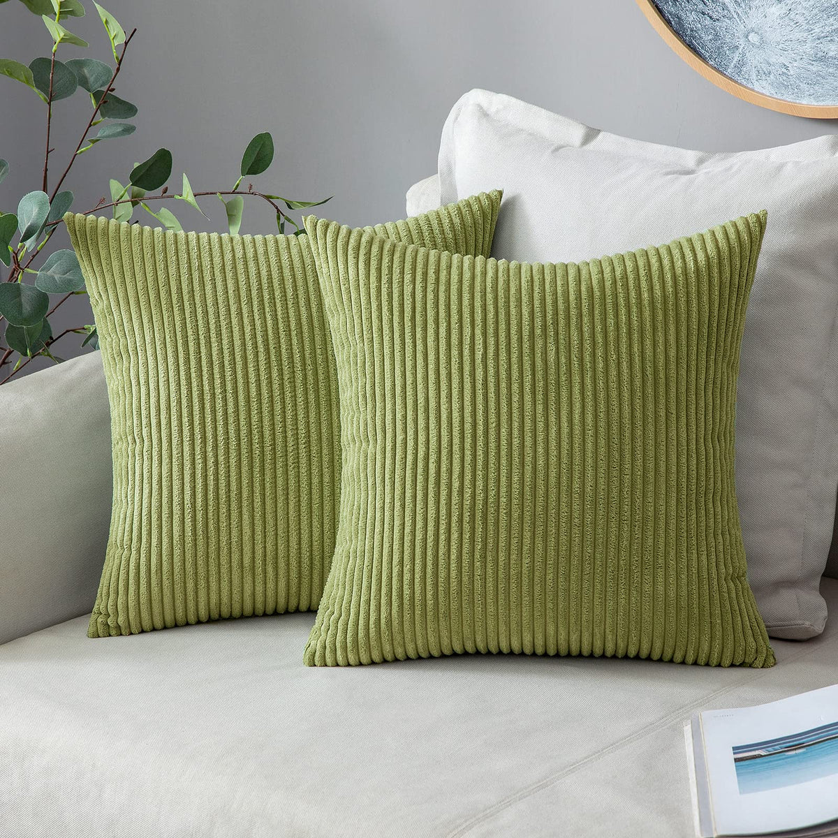 MIULEE Fall Decorative Corduroy Throw Pillow Covers Set of 2 18x18 Orange