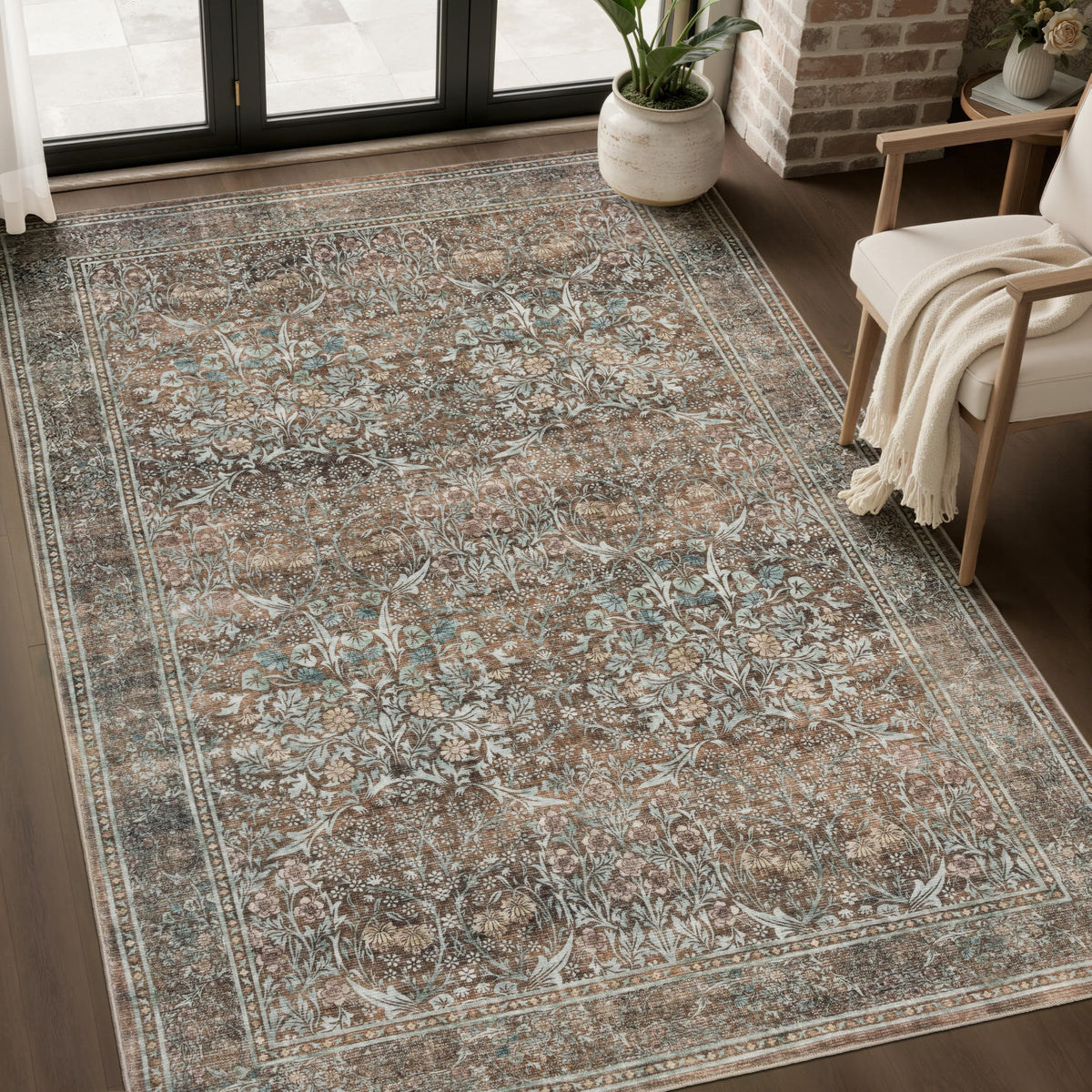 JOLLYVOGUE 5x7 Area Rugs for Living Room, Washable Rug, Beige