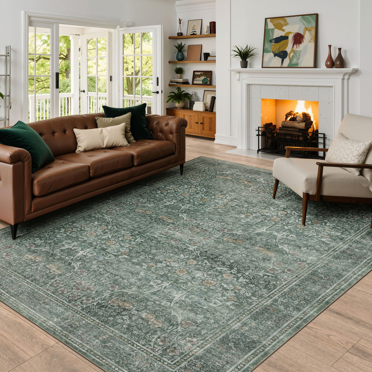JOLLYVOGUE 5x7 Area Rugs for Living Room, Washable Rug, Beige