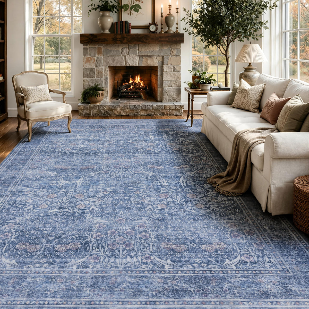 JOLLYVOGUE 5x7 Area Rugs for Living Room, Washable Rug, Beige